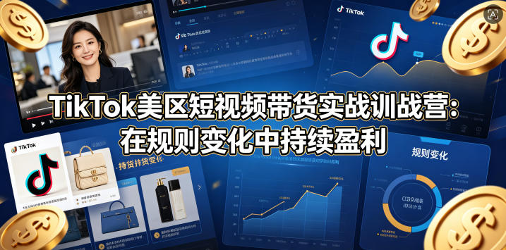 TikTok美区短视频带货实战训战营：在规则变化中持续盈利-极客网创