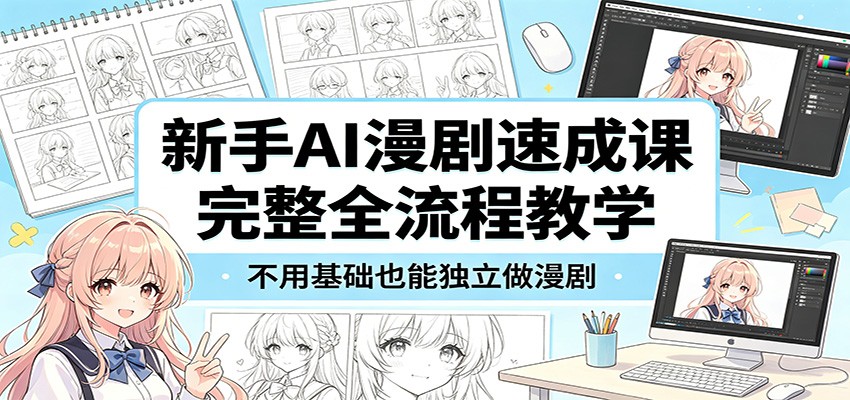 新手AI漫剧速成课：完整全流程教学，不用基础也能独立做漫剧-极客网创