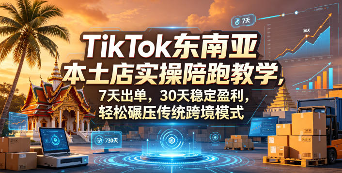 TikTok东南亚本土店实操陪跑教学，7天出单，30天稳定盈利，轻松碾压传统跨境模式-极客网创