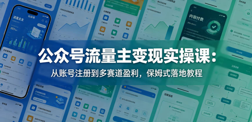 公众号流量主变现实操课：从账号注册到多赛道盈利，保姆式落地教程-极客网创