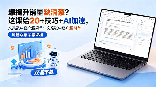 想提升销量缺洞察?这课给 20 + 技巧 + AI 加速,文案戳中客户超简单!【原创双语字幕】-极客网创