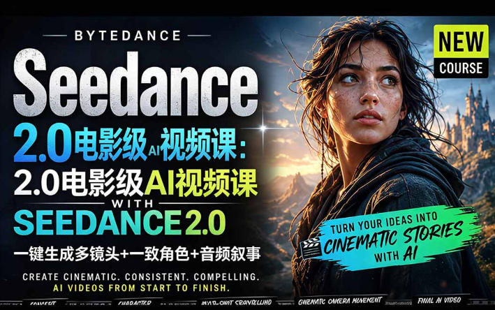 字节跳动的Seedance 2.0 AI电影视频生成制作教程，一键生成多镜头+一致角色+音频叙事-中英字幕-极客网创