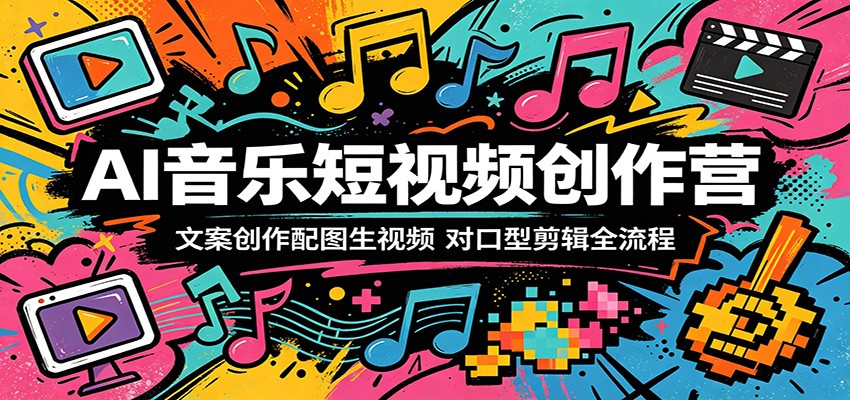 AI音乐短视频创作营：文案创作配图生视频，对口型剪辑全流程-极客网创