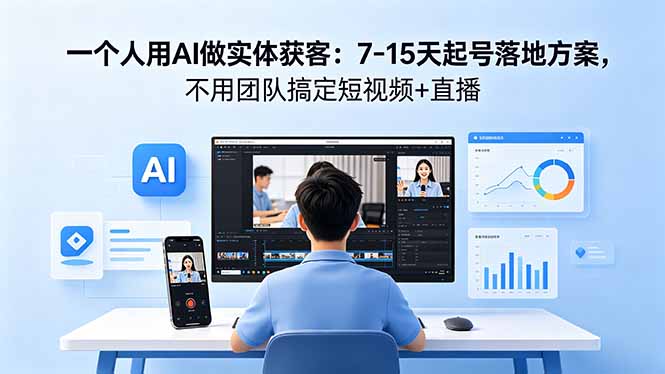 一个人用AI做实体获客:7-15天起号落地方案,不用团队搞定短视频+直播-极客网创