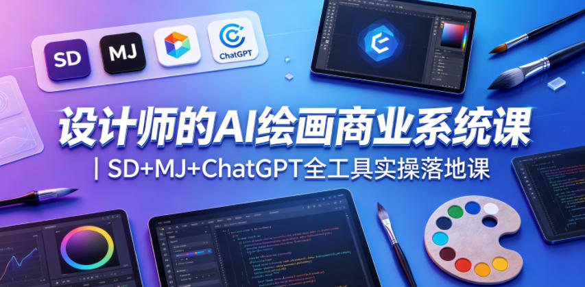 设计师的AI绘画商业系统课｜SD+MJ+ChatGPT全工具实操落地课-极客网创