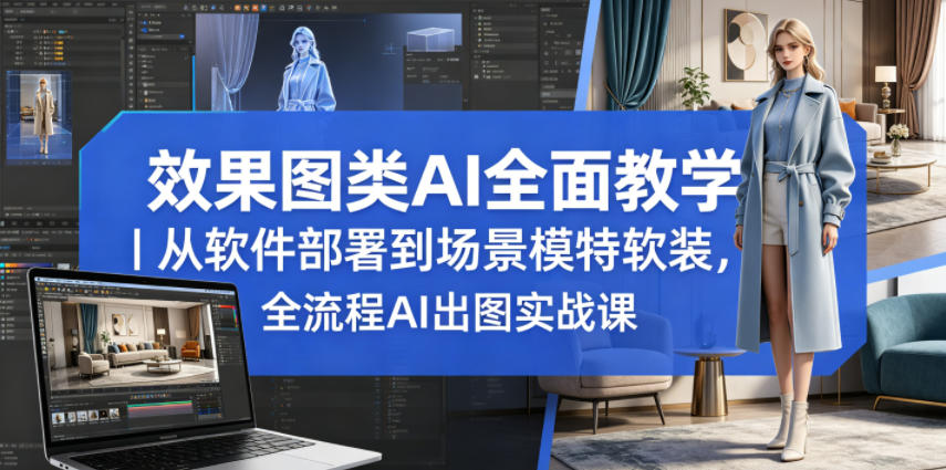 效果图类AI全面教学｜从软件部署到场景模特软装，全流程AI出图实战课-极客网创