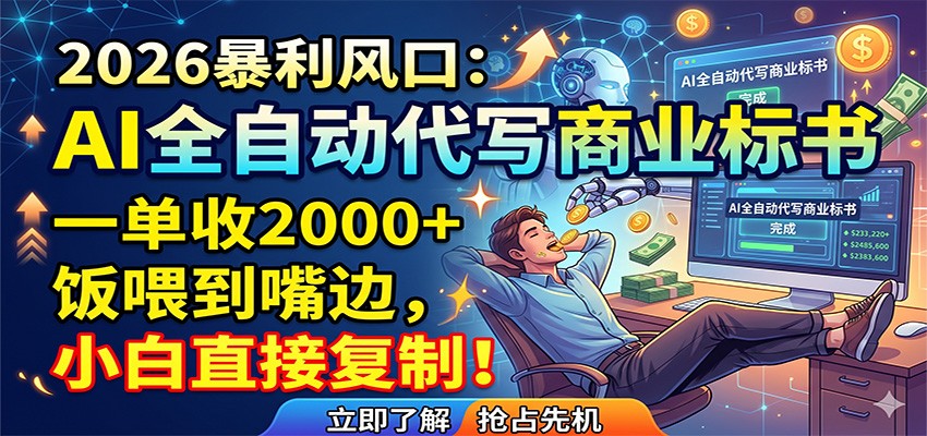 AI全自动代写商业标书，一单收2000+，饭喂到嘴边，小白直接复制-极客网创
