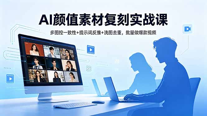 AI颜值素材复刻实战课，多图控一致性+提示词反推+洗图去重，批量做爆款视频-极客网创