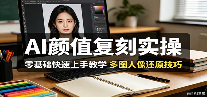 AI颜值复刻实操,零基础快速上手教学,多图人像还原技巧-极客网创