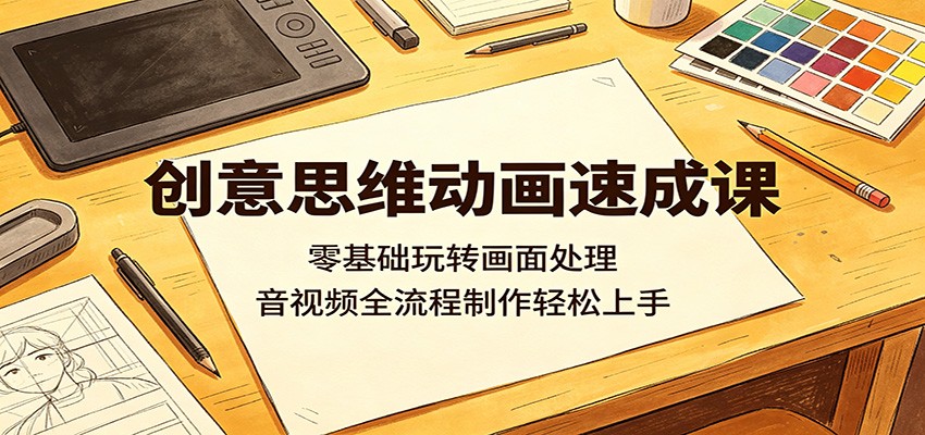 创意思维动画速成课：零基础玩转画面处理，音视频全流程制作轻松上手-极客网创