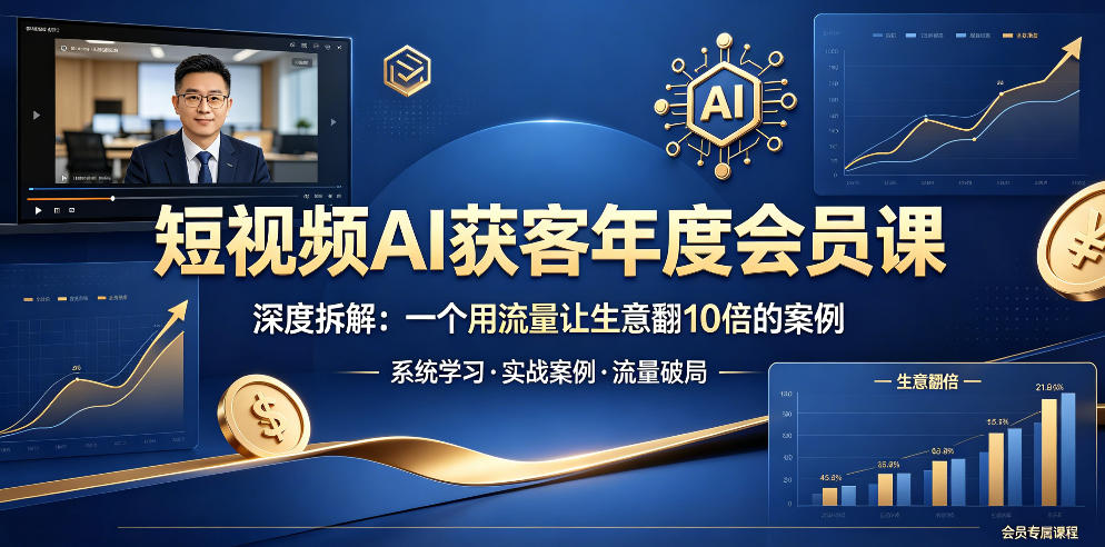 短视频AI获客年度会员课,深度拆解,一个用流量让生意翻10倍的案例-极客网创