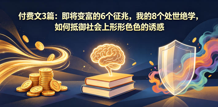 付费文3篇:即将变富的6个征兆,我的8个处世绝学,如何抵御社会上形形色色的诱惑-极客网创