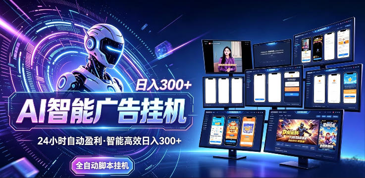 AI智能广告挂G项目，无需人工，单机稳定日入200+，可矩阵放大，24小时不间断刷广告賺收益【揭秘】-极客网创