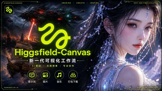 Higgsfield Canvas AI视频制作详解，节点式工作流搭建，重构新式视频创作完整教程-极客网创