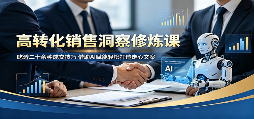 高转化销售洞察修炼课：吃透二十余种成交技巧，借助AI赋能轻松打造走心文案-极客网创