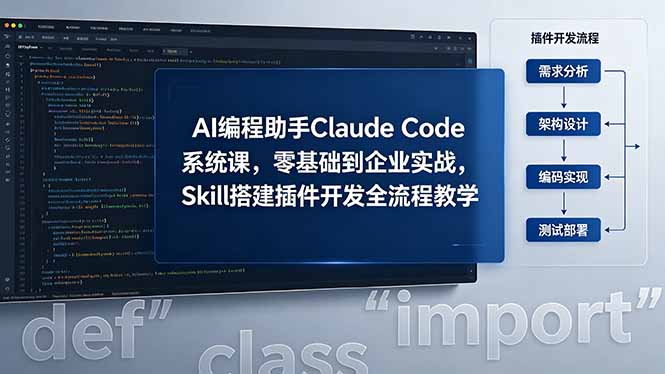 AI 编程助手 Claude Code 系统课,零基础到企业实战,Skill 搭建插件开发全流程教学-极客网创