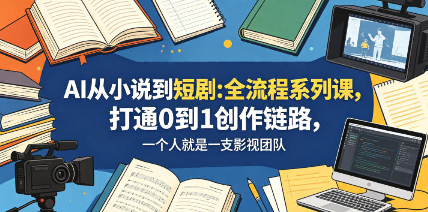 AI从小说到短剧全流程系列课,打通0到1创作链路,一个人就是一支影视团队-极客网创