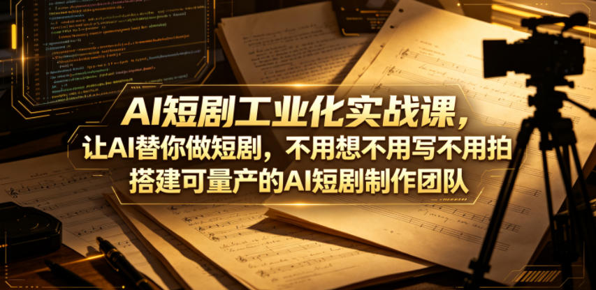 AI短剧工业化实战课,让AI替你做短剧,不用想不用写不用拍,搭建可量产的AI短剧制作团队-极客网创