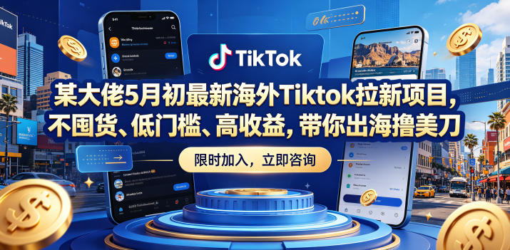 某大佬5月初最新海外Tiktok拉新项目,不囤货、低门槛、高收益,带你出海撸美刀-极客网创