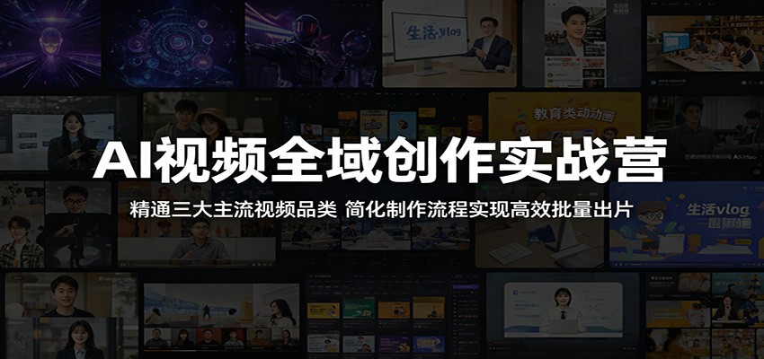 AI视频全域创作实战营:精通三大主流视频品类,简化制作流程实现高效批量出片-极客网创