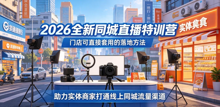 2026全新同城直播特训营,门店可直接套用的落地方法,助力实体商家打通线上同城流量渠道-极客网创