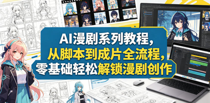 AI漫剧系列教程,从脚本到成片全流程,零基础轻松解锁漫剧创作-极客网创
