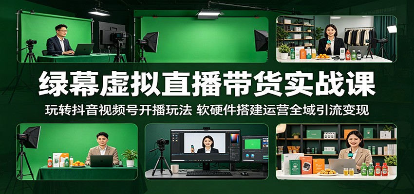 绿幕虚拟直播带货实战课:玩转抖音视频号开播玩法,软硬件搭建运营全域引流变现-极客网创