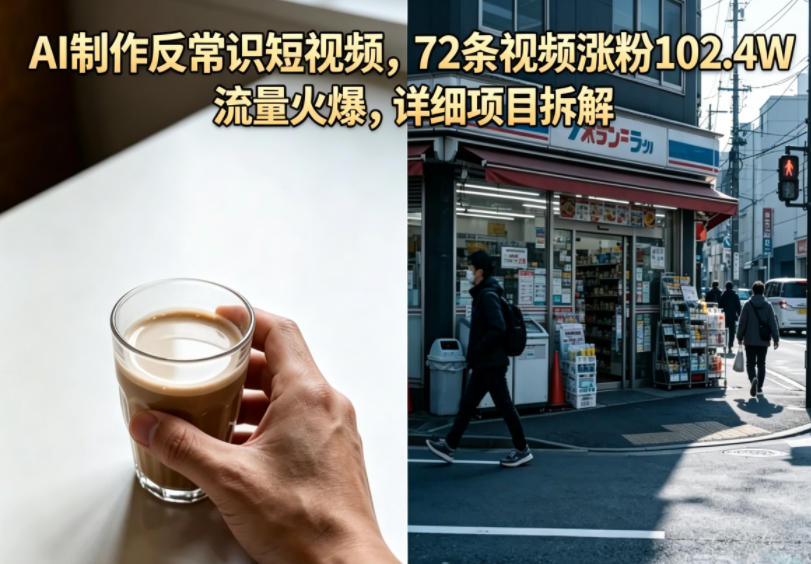 AI制作反常识短视频,72条视频涨粉102.4W,流量火爆,详细项目拆解-极客网创