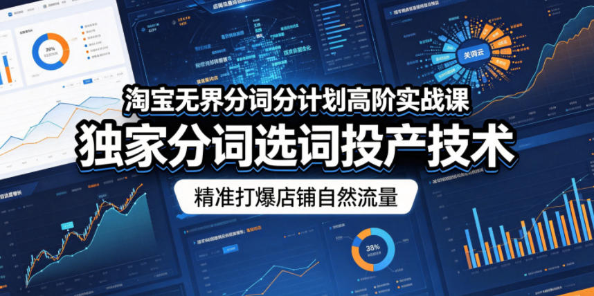 淘宝无界分词分计划高阶实战课,独家分词选词投产技术,精准打爆店铺自然流量-极客网创