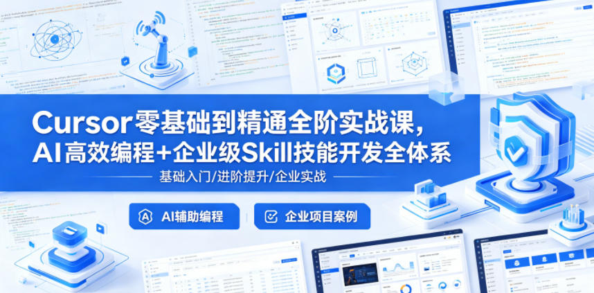 Cursor零基础到精通全阶实战课,AI高效编程+企业级Skill技能开发全体系-极客网创