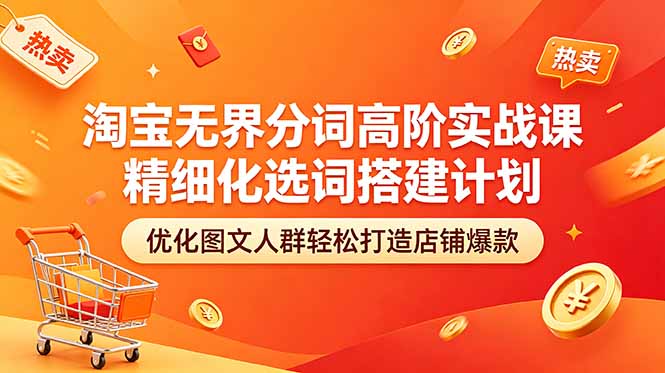 淘宝无界分词高阶实战课 精细化选词搭建计划 优化图文人群轻松打造店铺爆款-极客网创