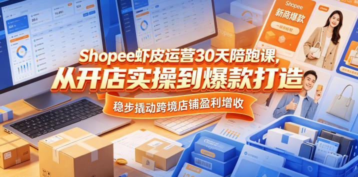 Shopee虾皮运营30天陪跑课,从开店实操到爆款打造,稳步撬动跨境店铺盈利增收-极客网创
