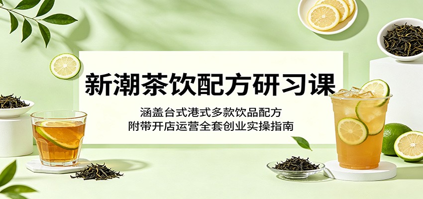 新潮茶饮配方研习课：涵盖台式港式多款饮品配方，附带开店运营全套创业实操指南-极客网创