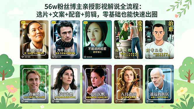 56万粉丝博主亲授影视解说全流程：选片+文案+配音+剪辑，零基础也能快速出圈-极客网创