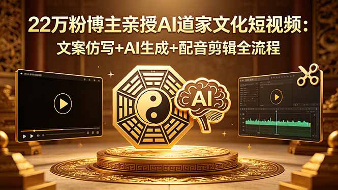 22万粉博主亲授AI道家文化短视频：文案仿写+AI生成+配音剪辑全流程-极客网创