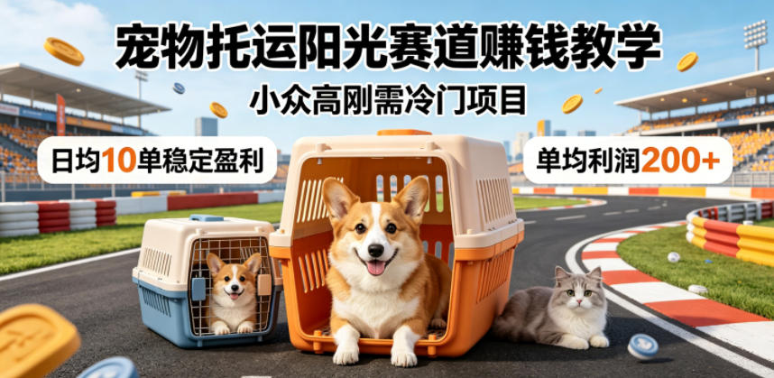 宠物托运阳光赛道賺钱教学，小众高刚需冷门项目，日均10单稳定盈利，单均利润200+-极客网创