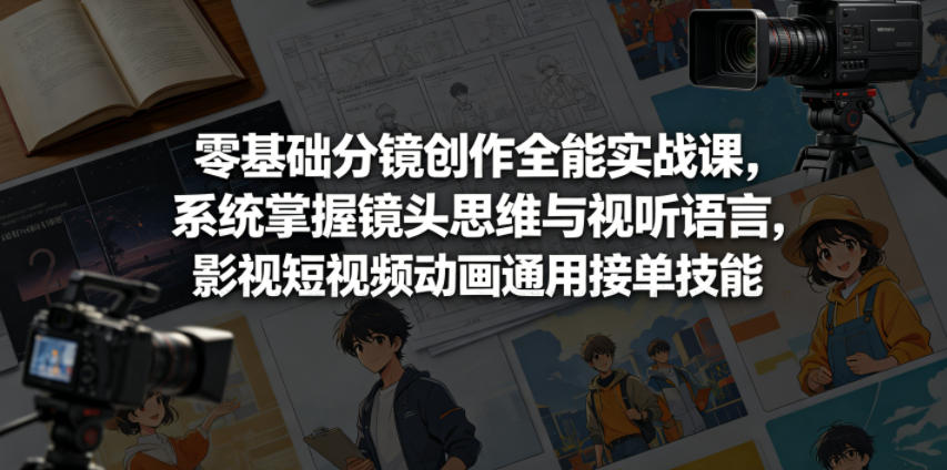 零基础分镜创作全能实战课,系统掌握镜头思维与视听语言,影视短视频动画通用接单技能-极客网创