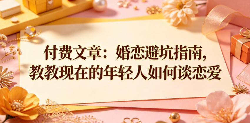 付费文章：婚恋避坑指南，教教现在的年轻人如何谈恋爱-极客网创