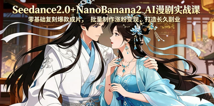 Seedance2.0+NanoBanana2 AI漫剧实战课，零基础复刻爆款成片涨粉变现，打造长久副业收益-极客网创