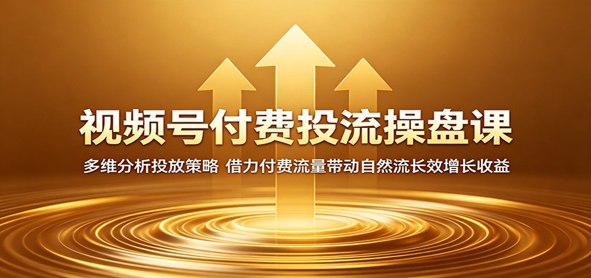 视频号付费投流操盘课：多维分析投放策略，借力付费流量带动自然流长效增长收益-极客网创