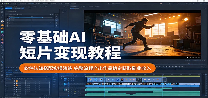 零基础AI短片变现教程：软件认知搭配实操演练，完整流程产出作品稳定获取副业收入-极客网创