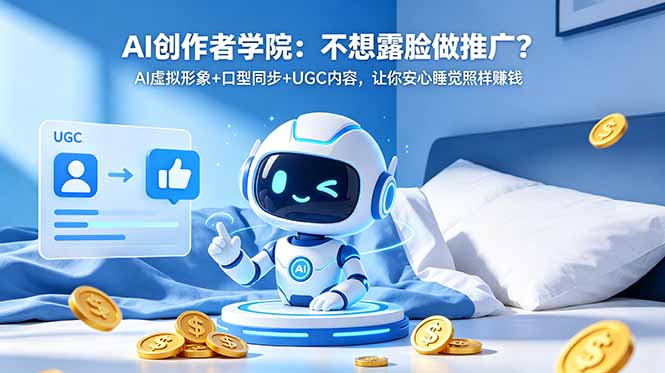 AI创作者学院:不想露脸做推广?AI虚拟形象+口型同步+UGC内容,让你安心睡觉照样赚钱-极客网创