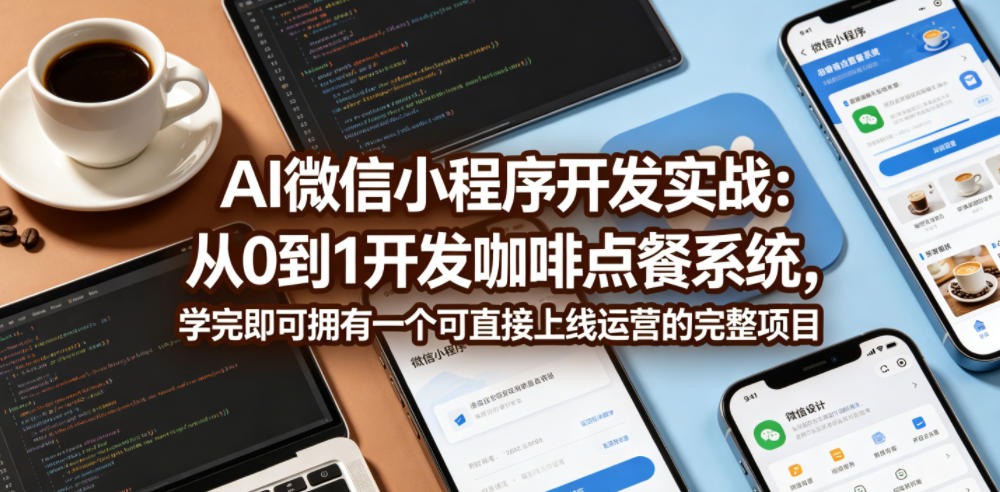 AI微信小程序开发实战:从0到1开发咖啡点餐系统,学完即可拥有一个可直接上线运营的完整项目-极客网创