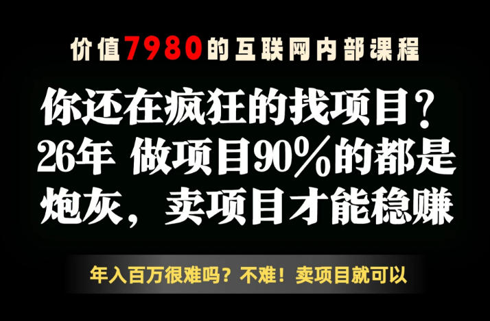 26年请不要疯狂的找项目了,卖项目远比你想象的暴利,你也可以月入10W+【揭秘】-极客网创