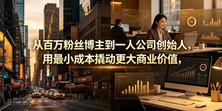 从百万粉丝博主到一人公司创始人,用最小成本撬动更大商业价值-极客网创