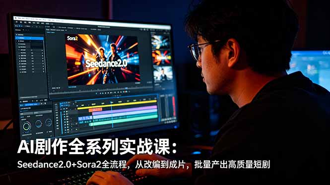 AI剧作全系列实战课：Seedance2.0+Sora2全流程，从改编到成片，批量产出高质量短剧-极客网创