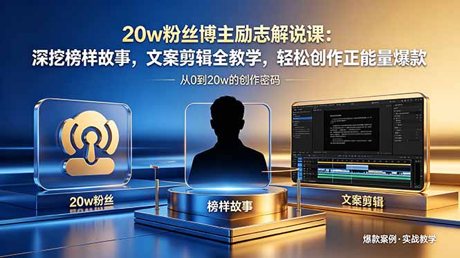 20w粉丝博主励志解说课：深挖榜样故事，文案剪辑全教学，轻松创作正能量爆款-极客网创