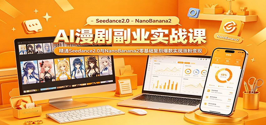AI漫剧副业实战课：精通Seedance2.0与NanoBanana2零基础复刻爆款实现涨粉变现-极客网创