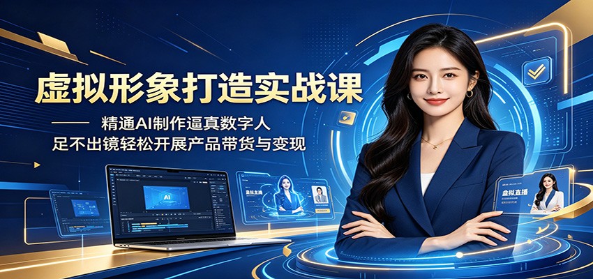 虚拟形象打造实战课：精通AI制作逼真数字人，足不出镜轻松开展产品带货与变现-极客网创