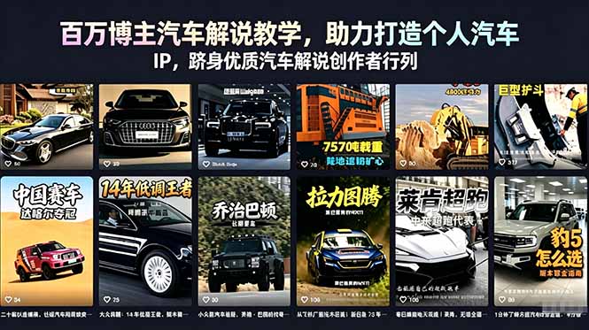 百万博主汽车解说教学，助力打造个人汽车 IP，跻身优质汽车解说创作者行列-极客网创